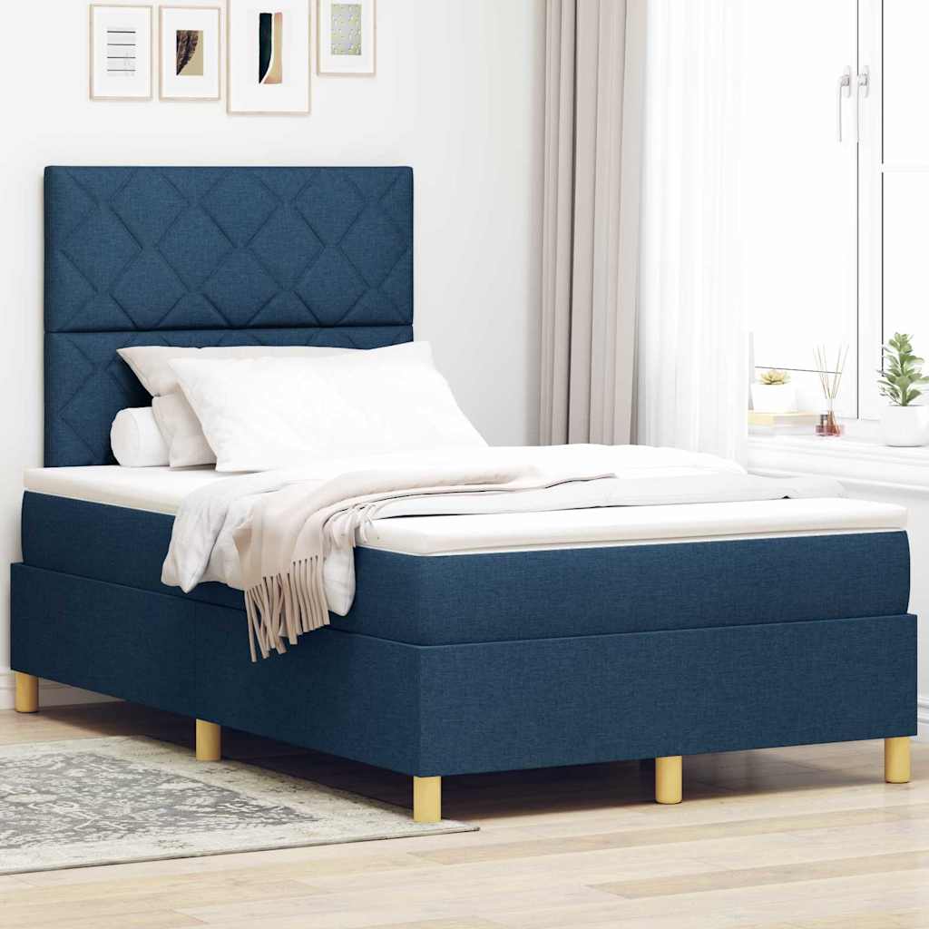 LED Box Spring Bed met matras Blauw 120 x 190 cm Stof is nu te koop bij PeponiXL, paradijselijk wonen!