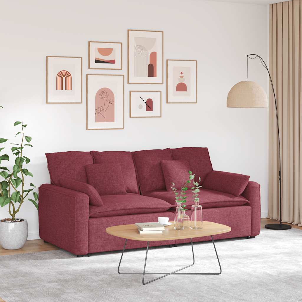 Modulaire bank met kussens wijnrood is nu te koop bij PeponiXL, paradijselijk wonen!