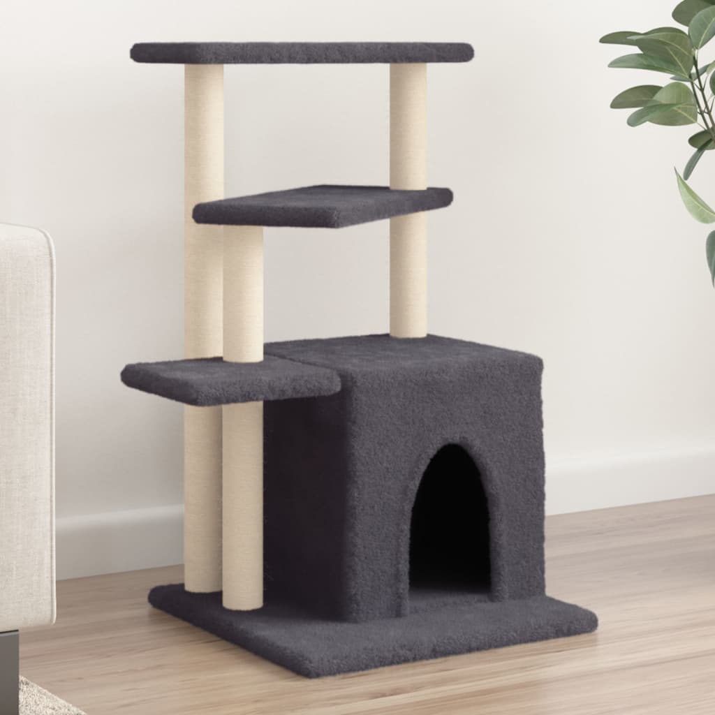 Kattenmeubel met sisal krabpalen 83,5 cm donkergrijs is nu te koop bij PeponiXL, paradijselijk wonen!