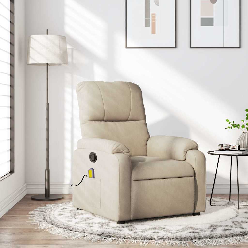 Massagestoel microvezelstof crèmekleurig is nu te koop bij PeponiXL, paradijselijk wonen!
