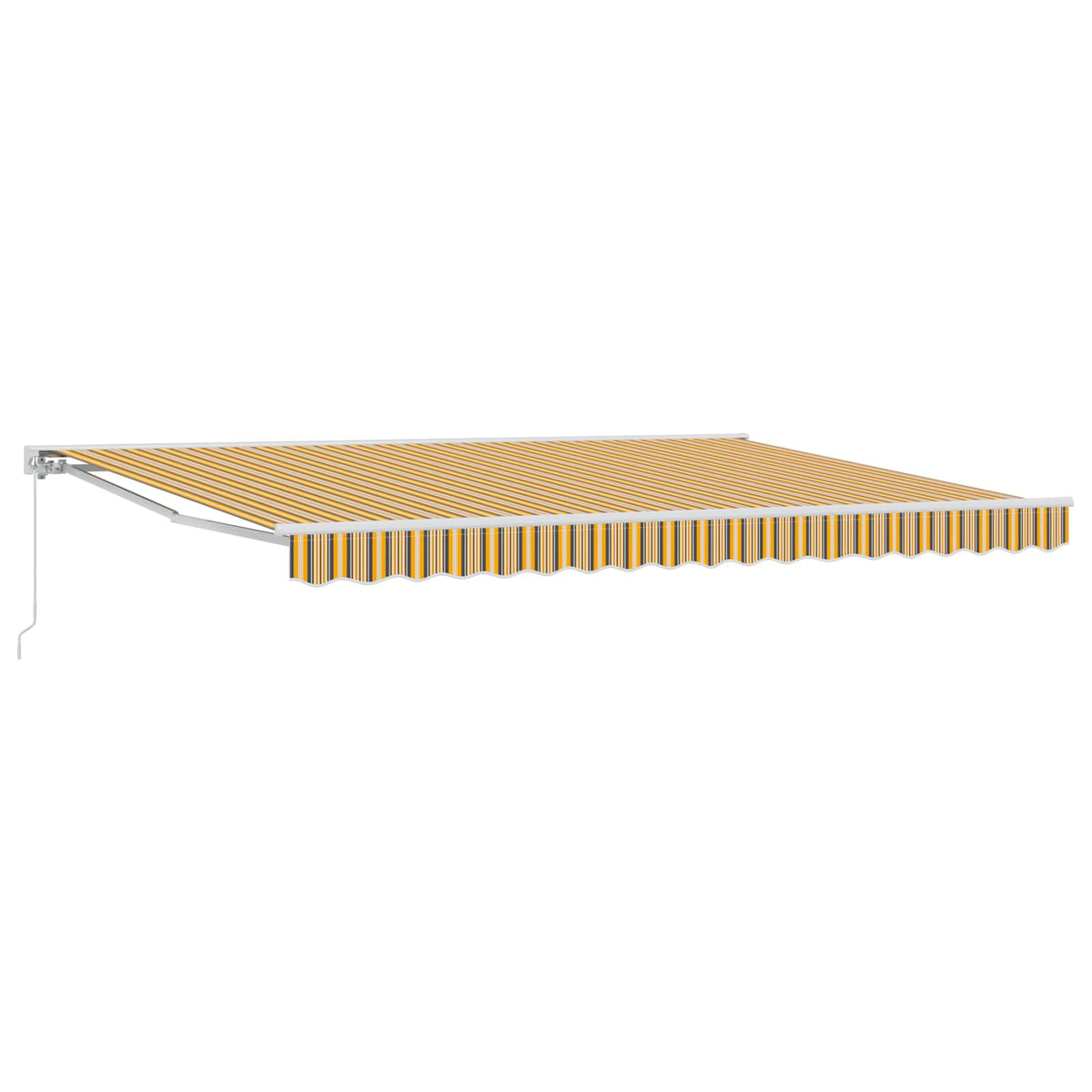 Handmatig uitschuifbare luifel Geel, Grijs en Wit 4,5 × 3,5 m is nu te koop bij PeponiXL, paradijselijk wonen!