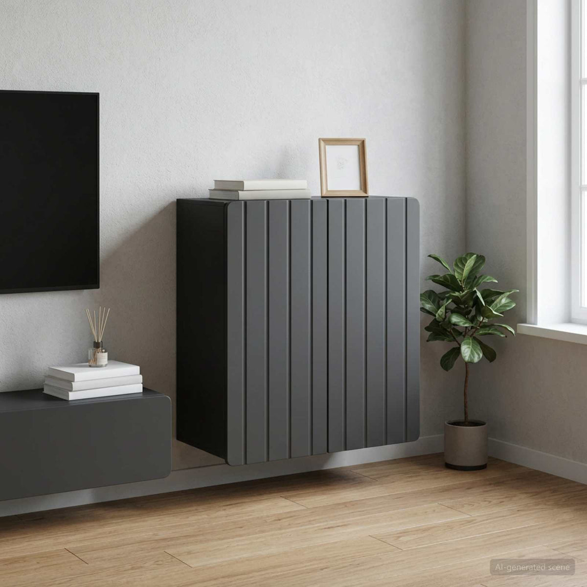 Wandkast Zwart 59 x 31 x 64 cm Bewerkt hout is nu te koop bij PeponiXL, paradijselijk wonen!