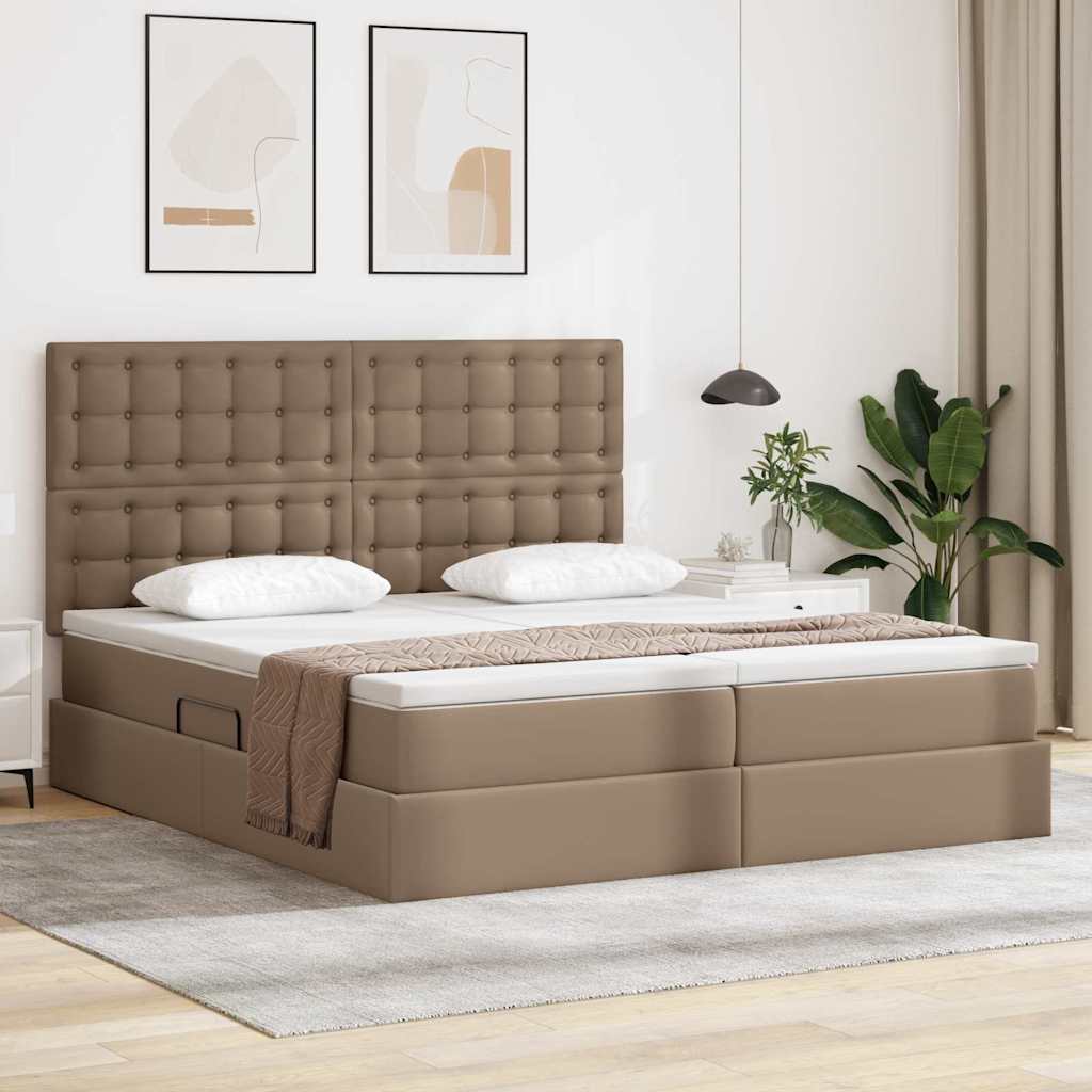 Opbergbed met matras Cappuccino 200 x 200 cm Nep Leer is nu te koop bij PeponiXL, paradijselijk wonen!