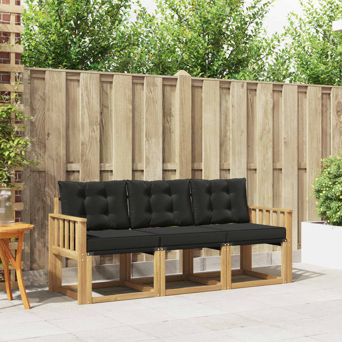 Buiten bankenset met kussen 3 pcs Wit en zwart is nu te koop bij PeponiXL, paradijselijk wonen!