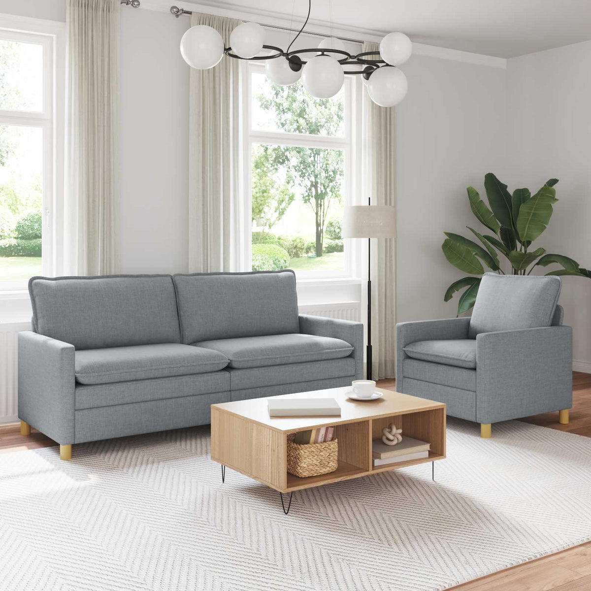 Bankstel 2 st Lichtgrijs Stof is nu te koop bij PeponiXL, paradijselijk wonen!