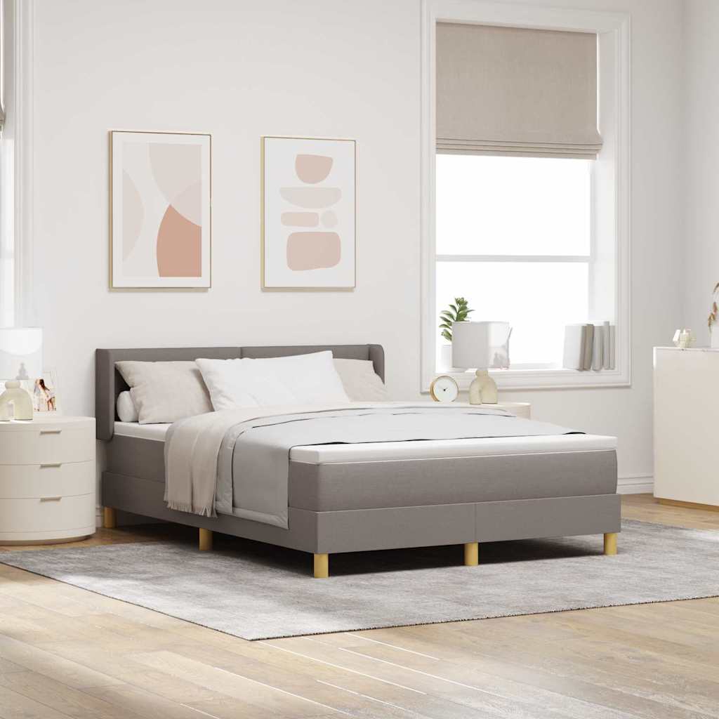 Boxspringbed met matras met hoofdeinde Taupe 200 x 140 cm Stof is nu te koop bij PeponiXL, paradijselijk wonen!