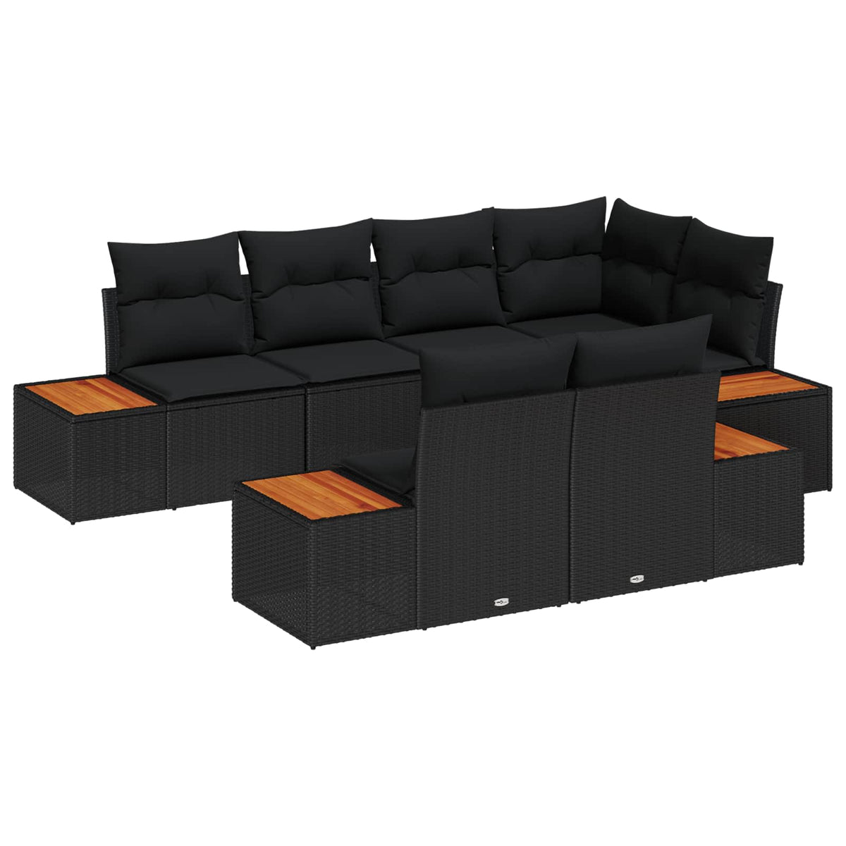 Tuin Sofa Set met kussen 7 pcs Zwart poly rattan is nu te koop bij PeponiXL, paradijselijk wonen!