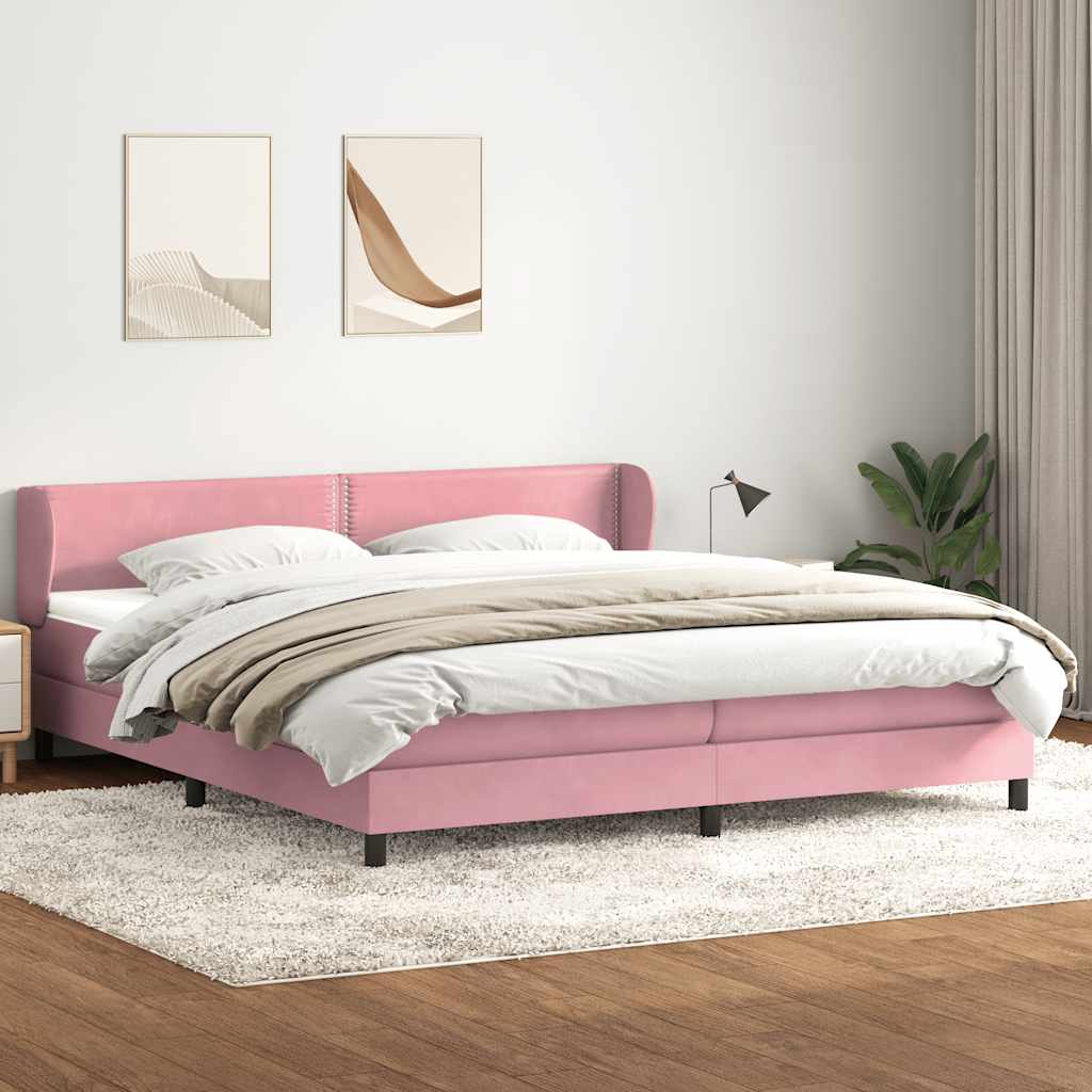 Boxspring met matrassen fluweel roze 180x210 cm is nu te koop bij PeponiXL, paradijselijk wonen!