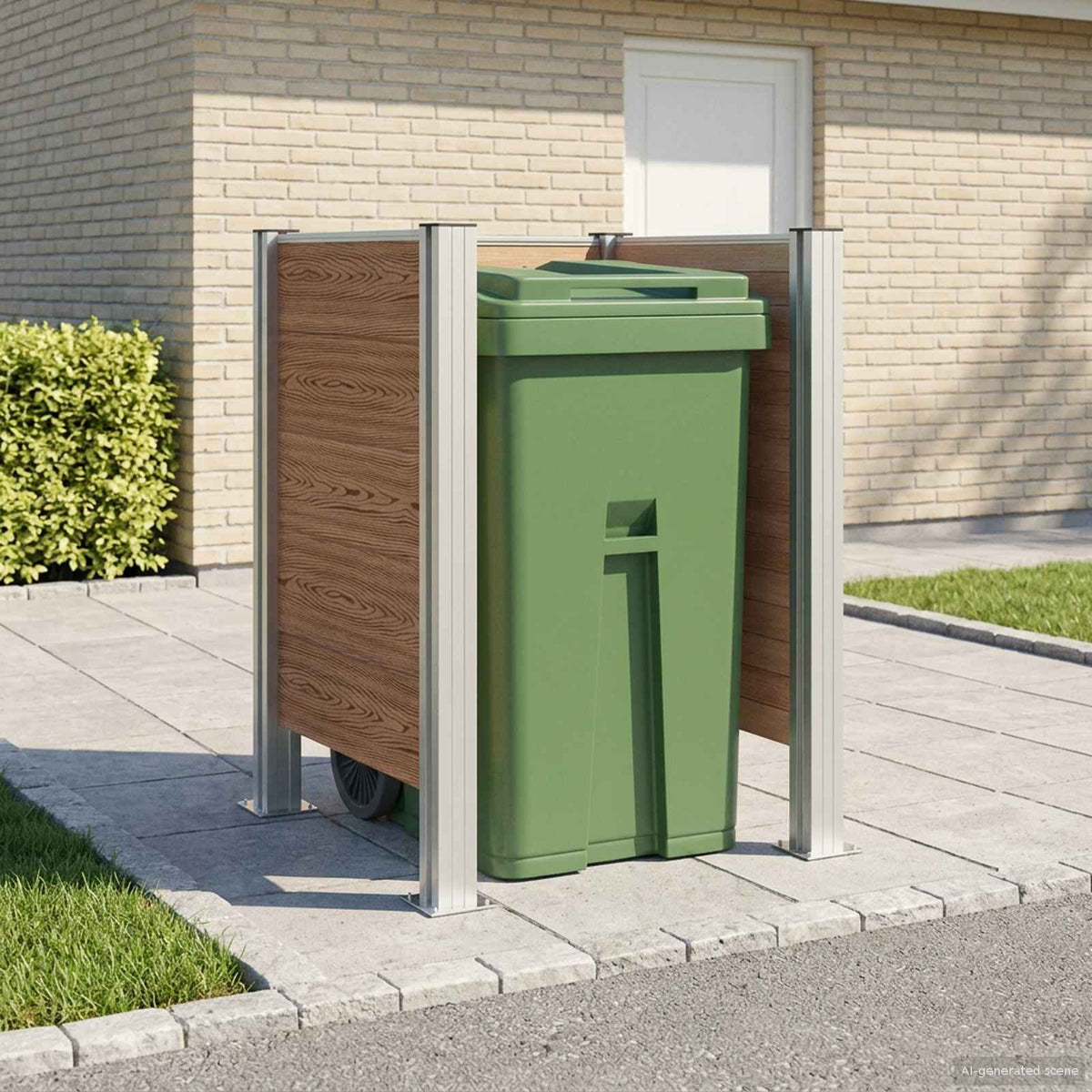 Afvalcontainer ombouw Bruin 85 x 85 x 115 cm Aluminium en WPC is nu te koop bij PeponiXL, paradijselijk wonen!