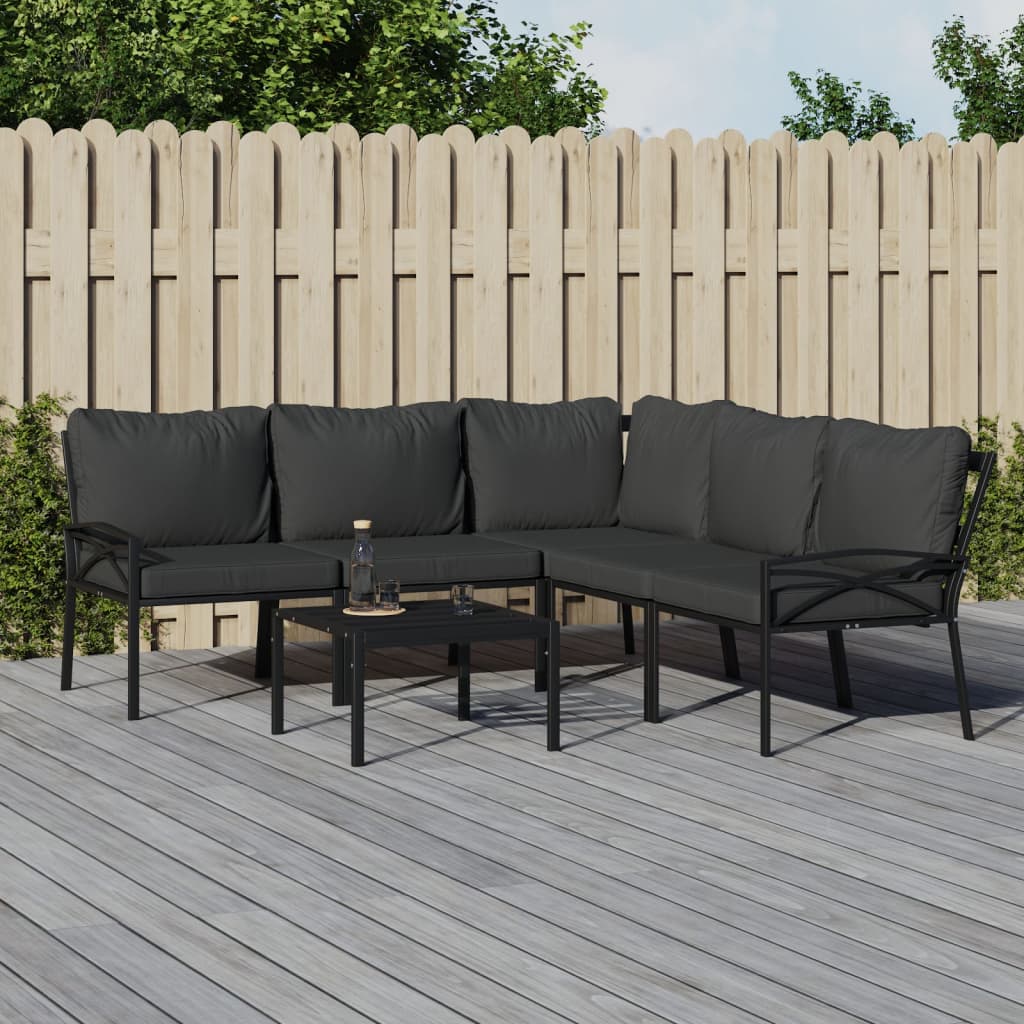 6-delige Loungeset met kussens staal grijs is nu te koop bij PeponiXL, paradijselijk wonen!