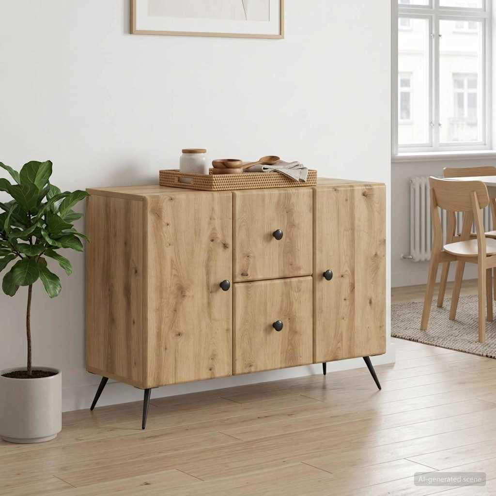 Dressoir Artisanaal eiken 89 x 34,5 x 60 cm Bewerkt hout is nu te koop bij PeponiXL, paradijselijk wonen!