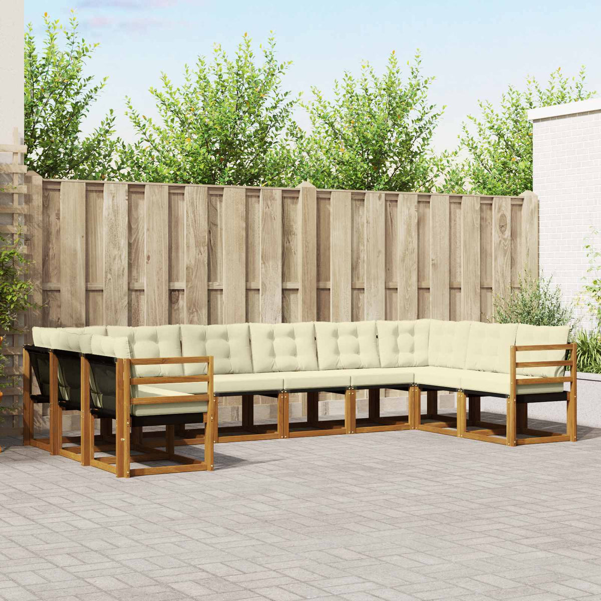 Buiten bankenset met kussen 10 pcs Natuurlijk en Crème is nu te koop bij PeponiXL, paradijselijk wonen!