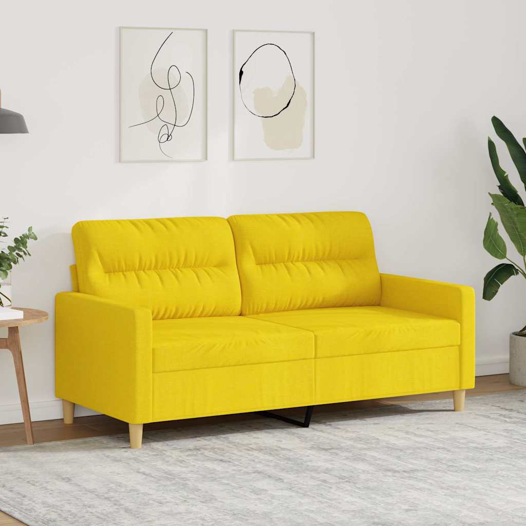 Tweezitsbank 140 cm stof lichtgeel is nu te koop bij PeponiXL, paradijselijk wonen!