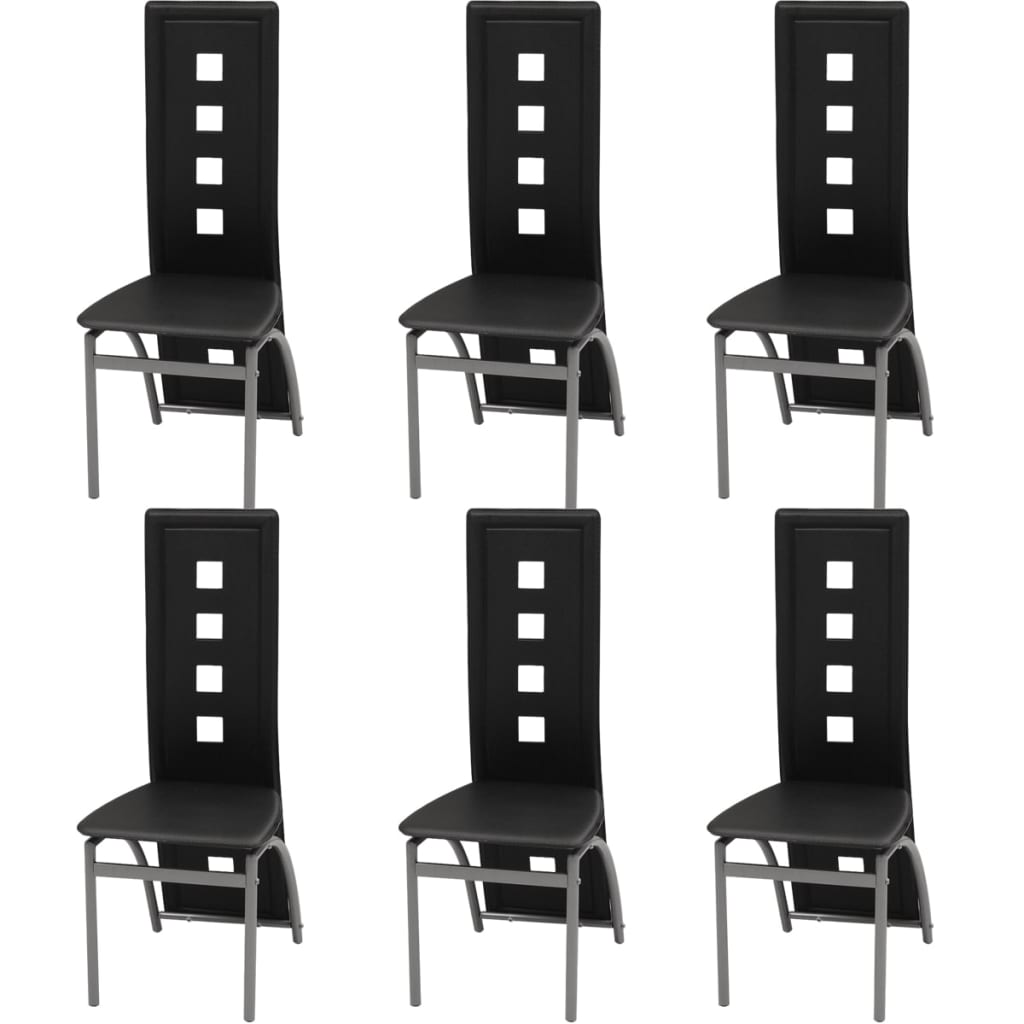 Eetkamerstoelen 6 st kunstleer zwart is nu te koop bij PeponiXL, paradijselijk wonen!