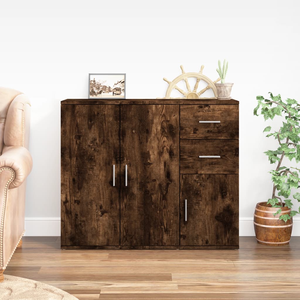 Dressoir 91x29,5x75 cm bewerkt hout gerookt eikenkleurig is nu te koop bij PeponiXL, paradijselijk wonen!