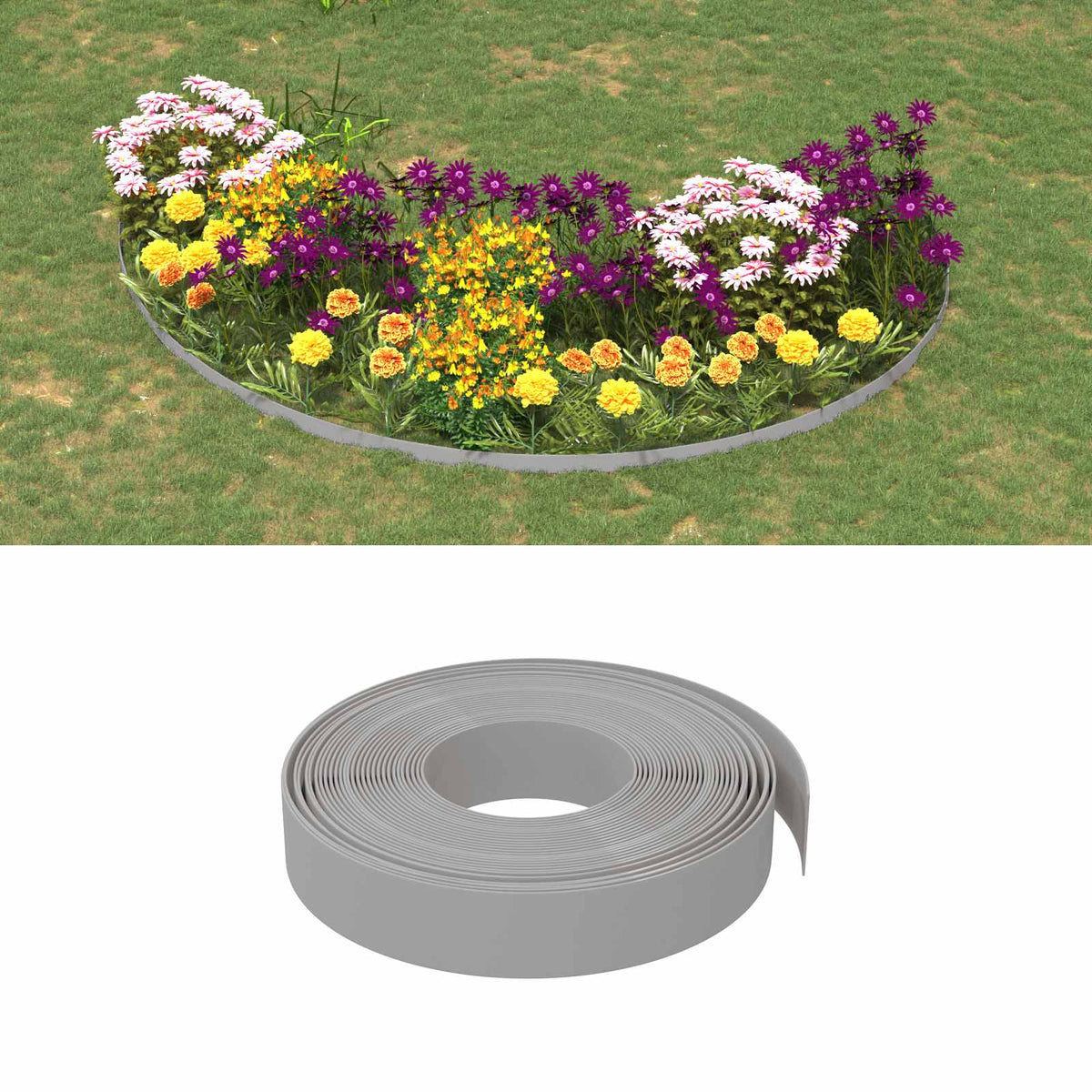 Tuinkanten 25 m 10 cm PE Grijs is nu te koop bij PeponiXL, paradijselijk wonen!