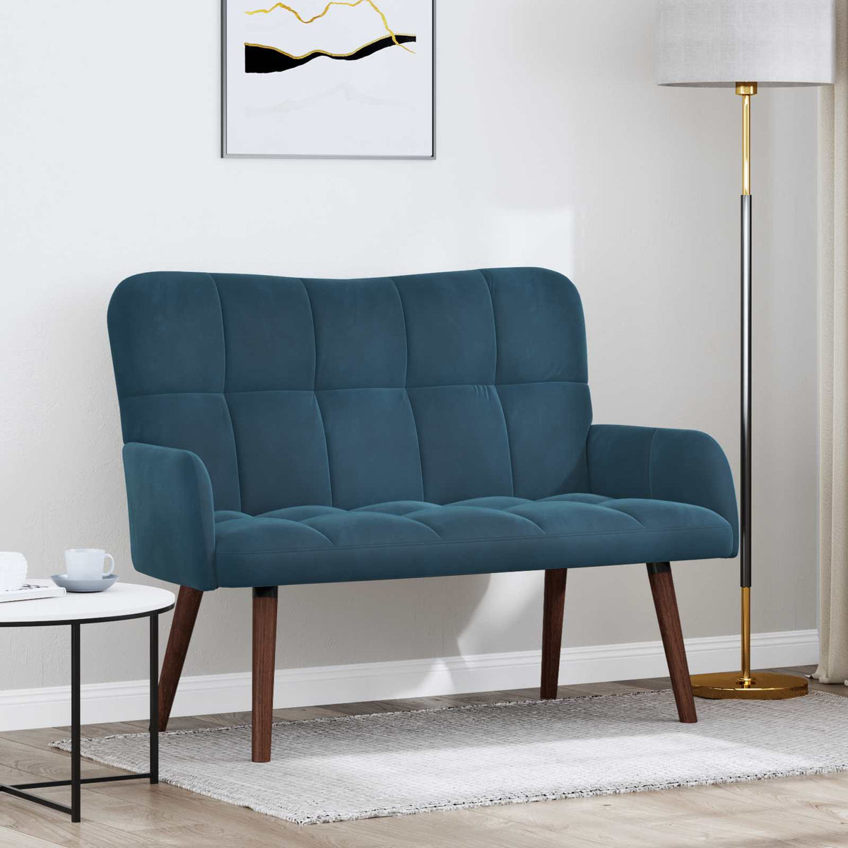 Twee Persoons Sofa Blauw 115 x 61 x 87 cm Fluweel is nu te koop bij PeponiXL, paradijselijk wonen!