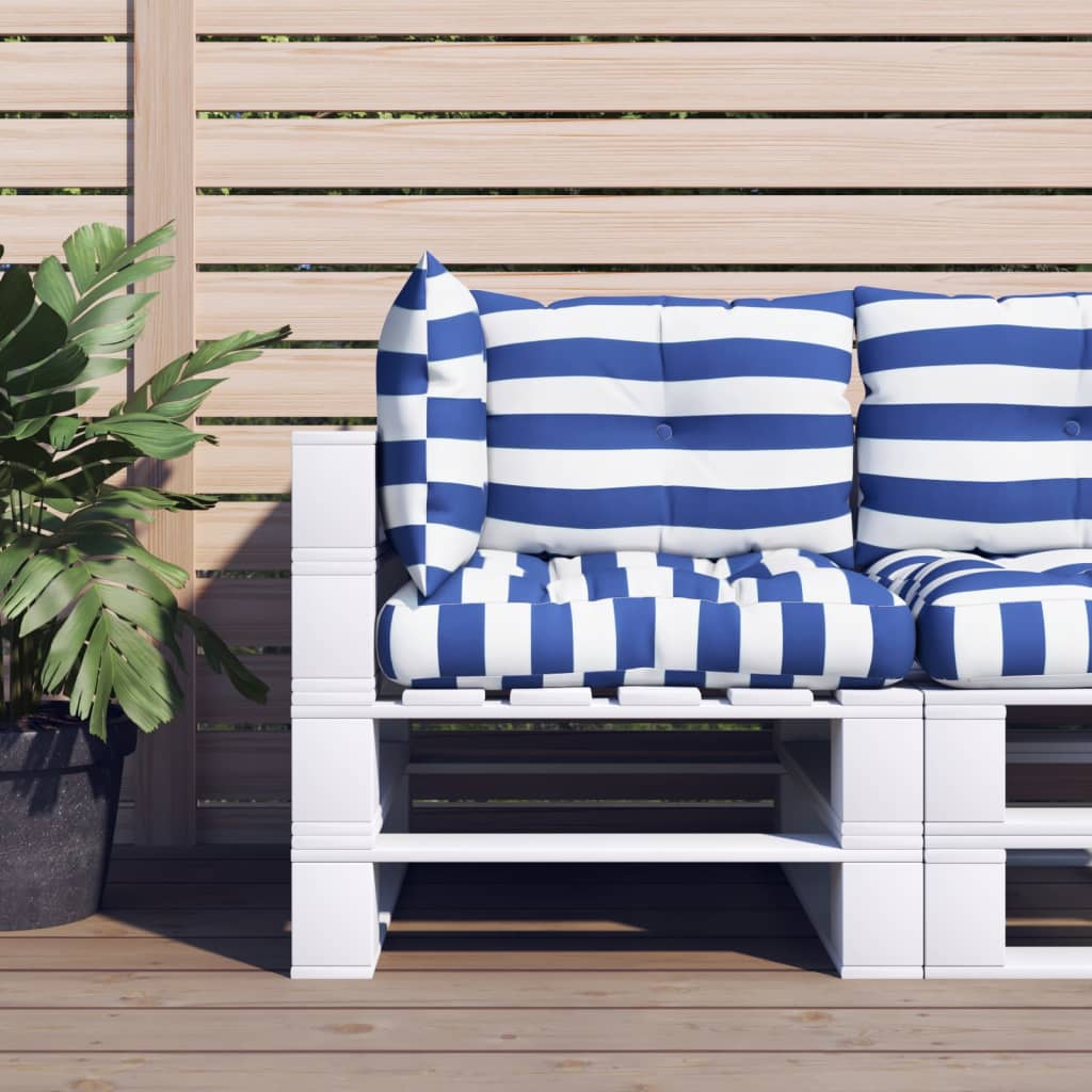 Palletkussens 3 st gestreept oxford stof wit en blauw is nu te koop bij PeponiXL, paradijselijk wonen!