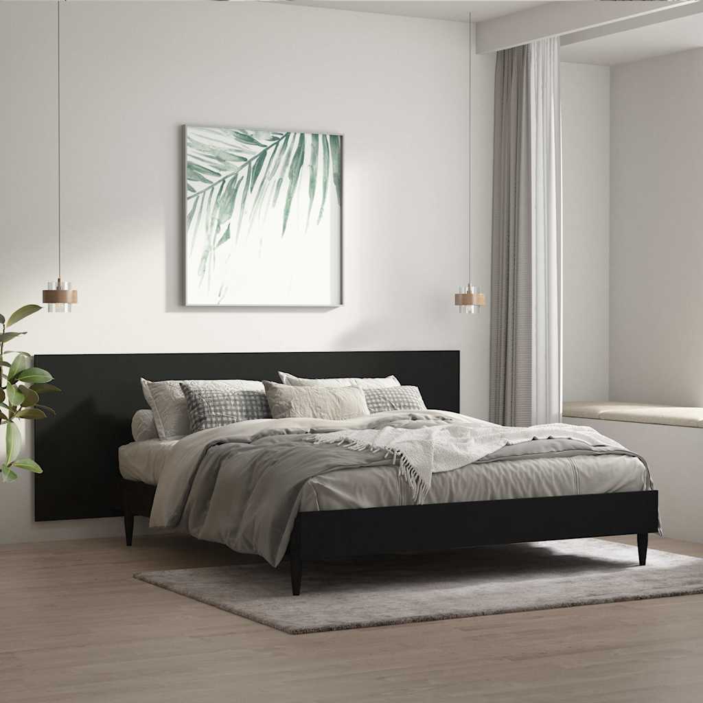 Hoofdbord wandmodel 240x1,5x80 cm bewerkt hout zwart is nu te koop bij PeponiXL, paradijselijk wonen!