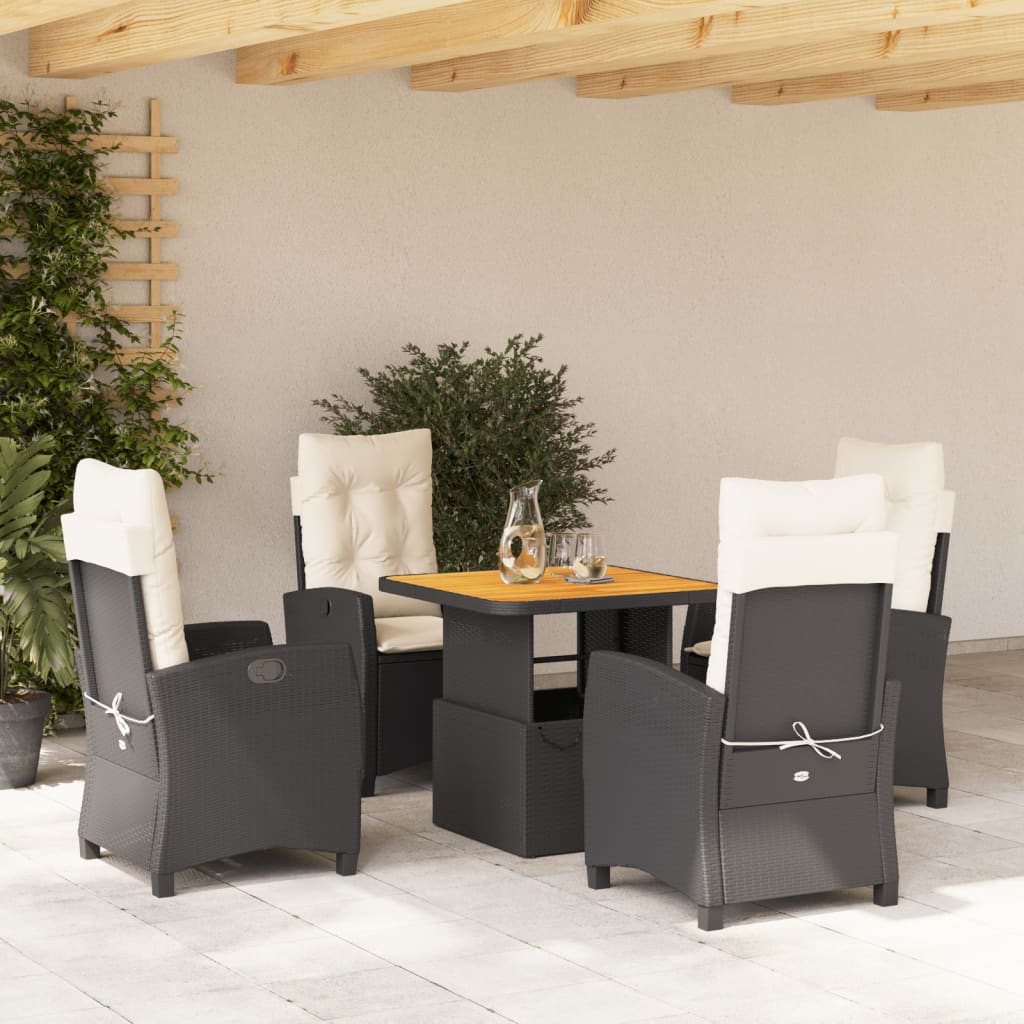 5-delige Tuinset met kussens poly rattan zwart is nu te koop bij PeponiXL, paradijselijk wonen!