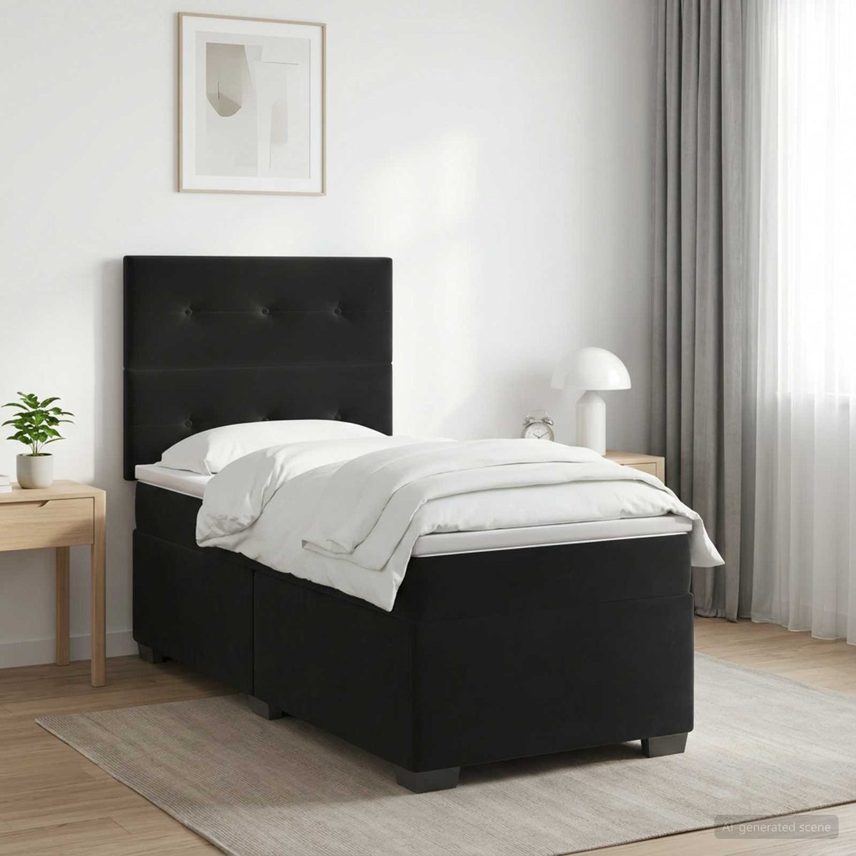 Boxspringbed met matras Zwart 90 x 190 cm Fluweel is nu te koop bij PeponiXL, paradijselijk wonen!