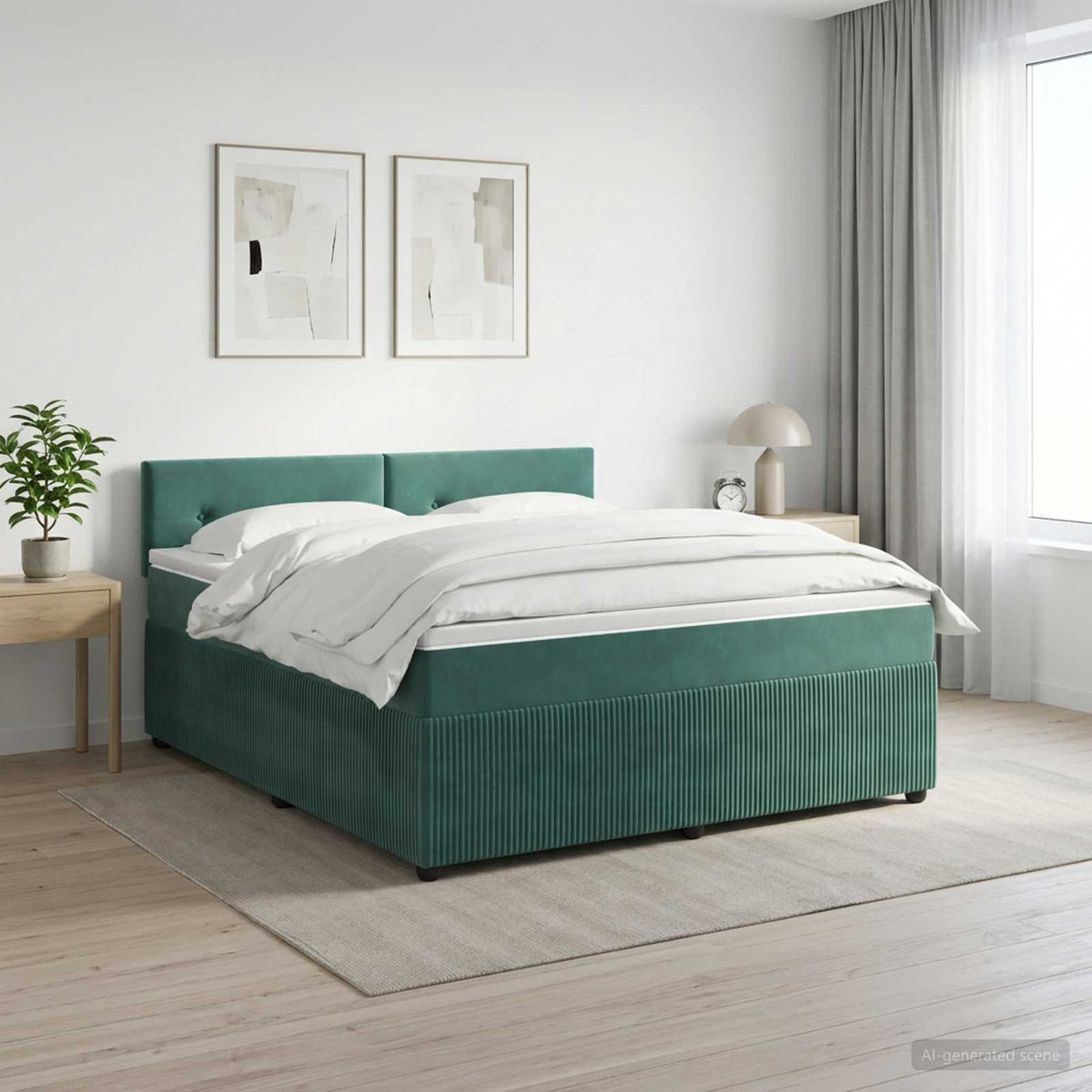 Boxspringbed met matras Donkergroen 140 x 190 cm Fluweel is nu te koop bij PeponiXL, paradijselijk wonen!