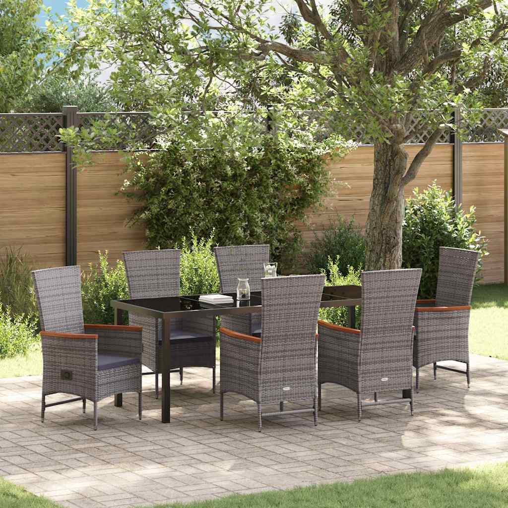 Tuin eettafelset met kussen 7 pcs Grijs Gepoedercoat staal is nu te koop bij PeponiXL, paradijselijk wonen!