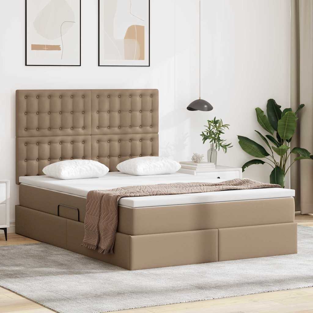 Opslag bed met matras Cappuccino 140 x 200 cm Nep Leer is nu te koop bij PeponiXL, paradijselijk wonen!