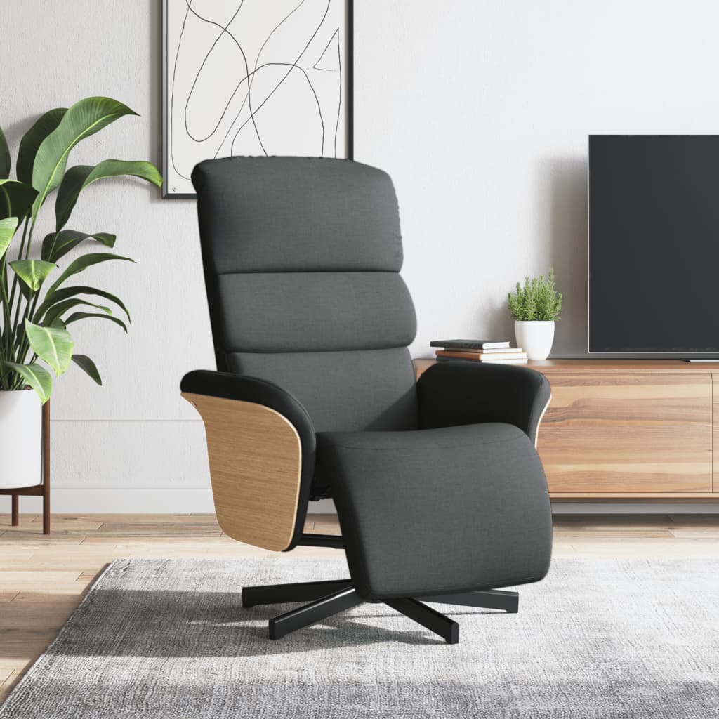 Fauteuil verstelbaar met voetensteun stof donkergrijs is nu te koop bij PeponiXL, paradijselijk wonen!