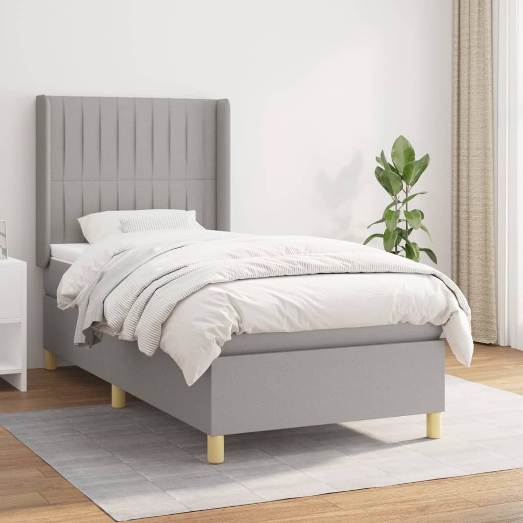 Boxspring met matras stof lichtgrijs 80x200 cm is nu te koop bij PeponiXL, paradijselijk wonen!