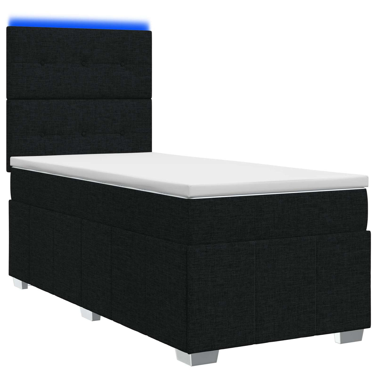 LED Boxspring Bed met Matras Zwart 90 x 200 cm Stof is nu te koop bij PeponiXL, paradijselijk wonen!