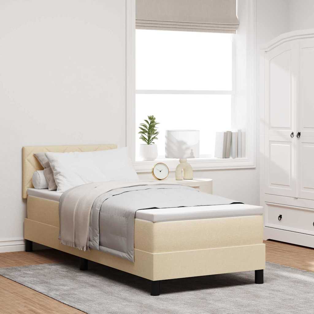 Boxspringbed met matras met hoofdeinde Crème 80 x 200 cm Stof is nu te koop bij PeponiXL, paradijselijk wonen!
