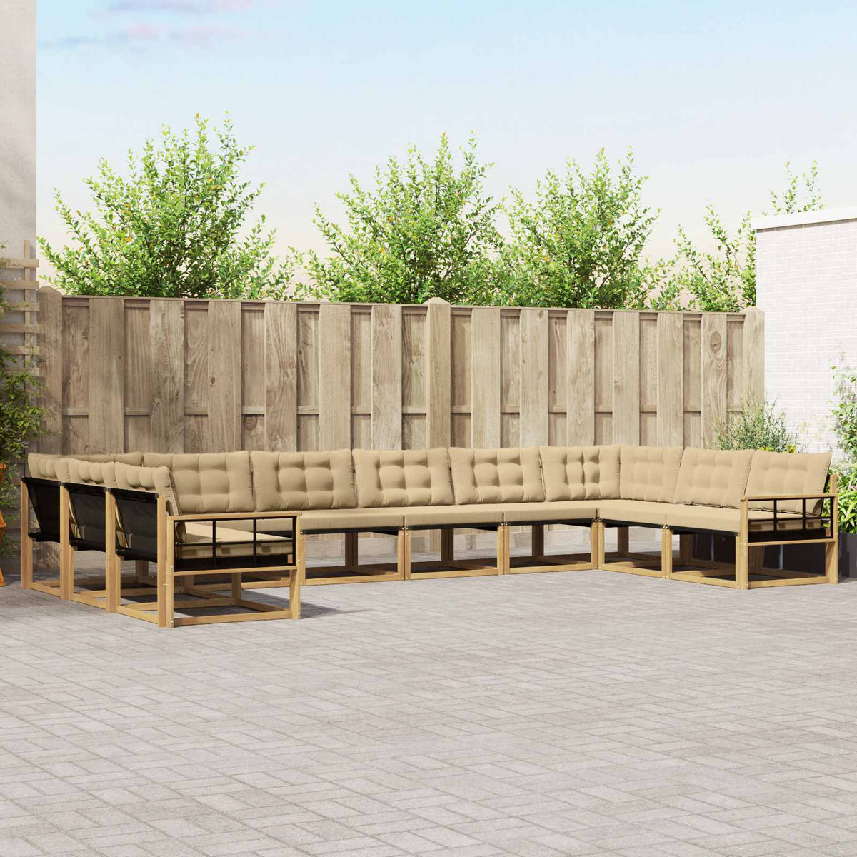 Buiten bankenset met kussen 10 pcs Wit en Beige is nu te koop bij PeponiXL, paradijselijk wonen!
