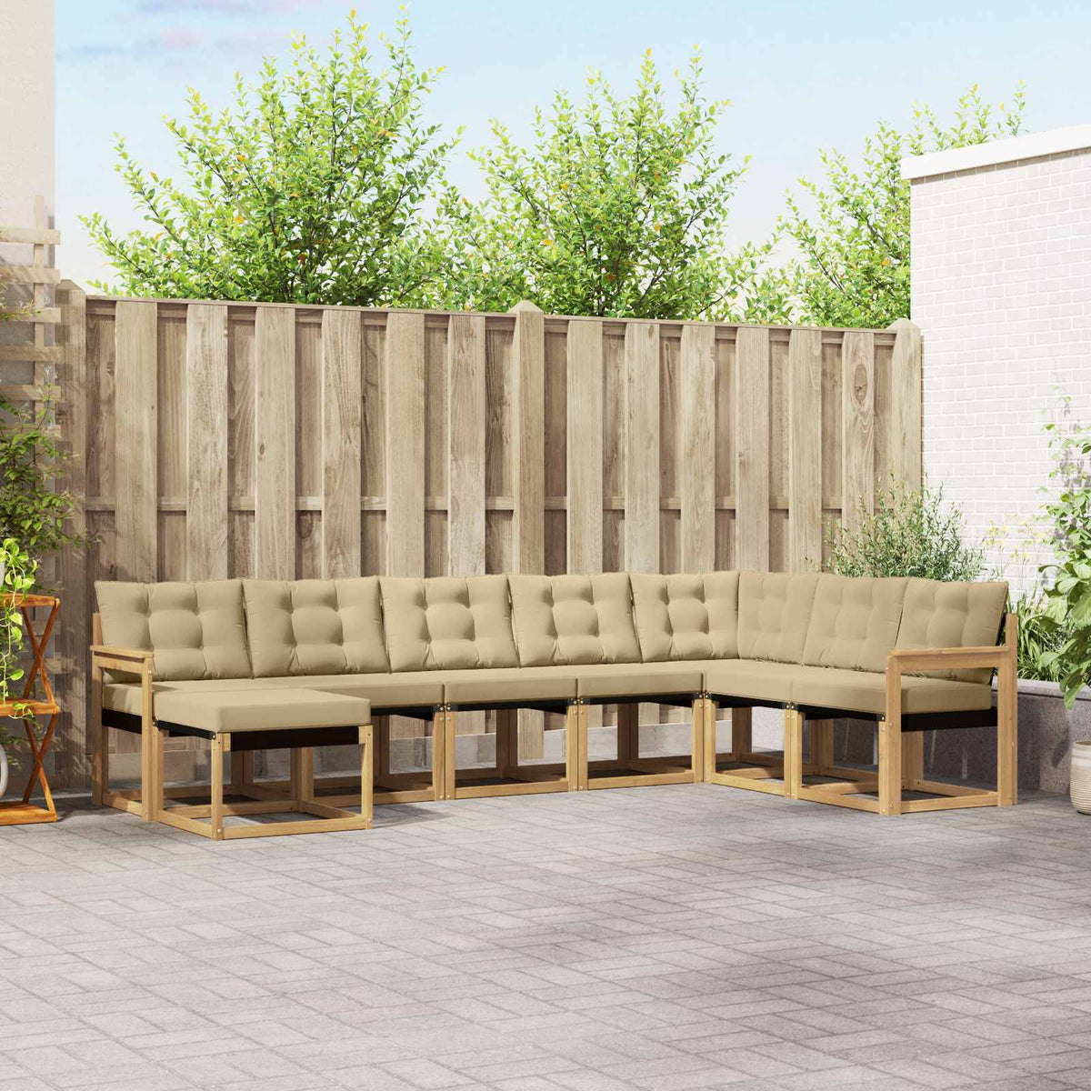 Buiten bankenset 8 pcs Wit en Beige is nu te koop bij PeponiXL, paradijselijk wonen!