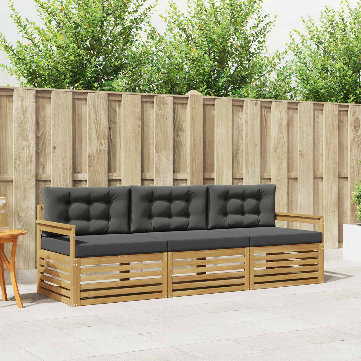 Buiten bankenset 3 pcs Wit en antracietkleurig Polyester is nu te koop bij PeponiXL, paradijselijk wonen!