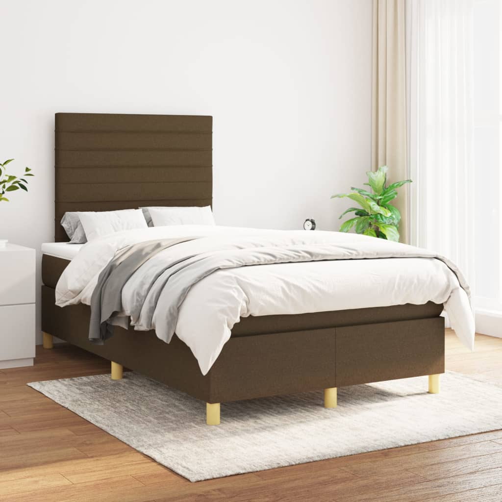 Boxspring met matras stof donkerbruin 120x200 cm is nu te koop bij PeponiXL, paradijselijk wonen!