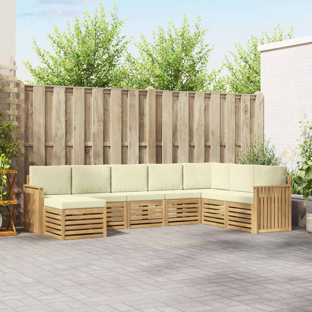 Buiten bankenset 8 pcs Wit en crèmekleurig 306 x 187,5 x 73 cm is nu te koop bij PeponiXL, paradijselijk wonen!