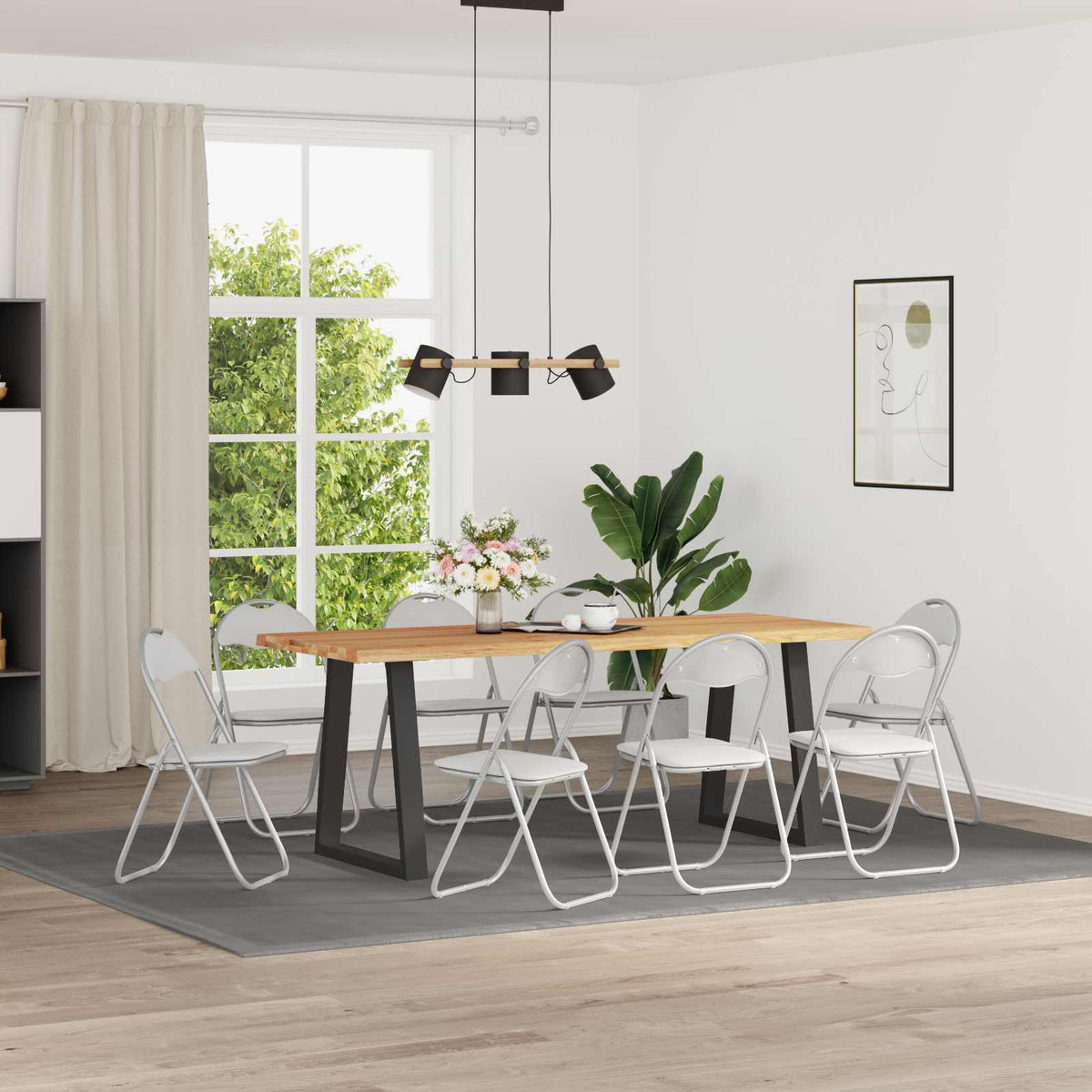 Inklapbare stoel 8 pcs Wit en Grijs 48 x 43,5 x 81 cm Nep Leer is nu te koop bij PeponiXL, paradijselijk wonen!
