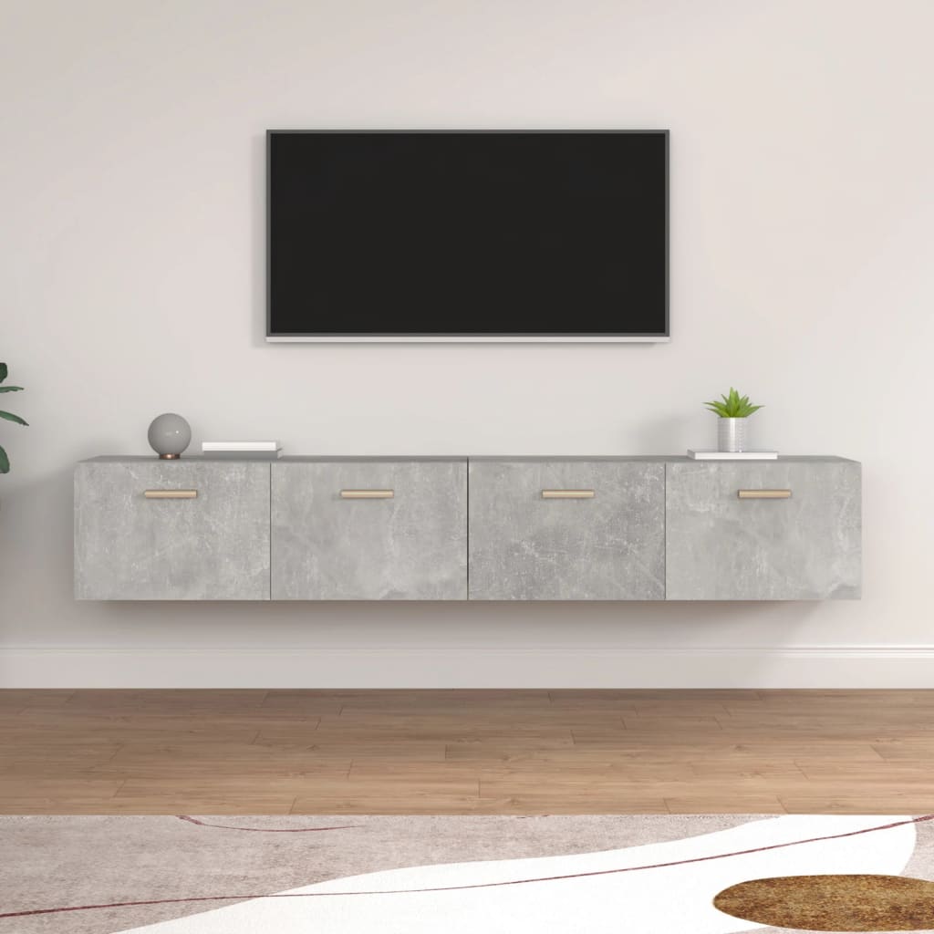 Wandkasten 2 st 100x36,5x35 cm bewerkt hout betongrijs is nu te koop bij PeponiXL, paradijselijk wonen!