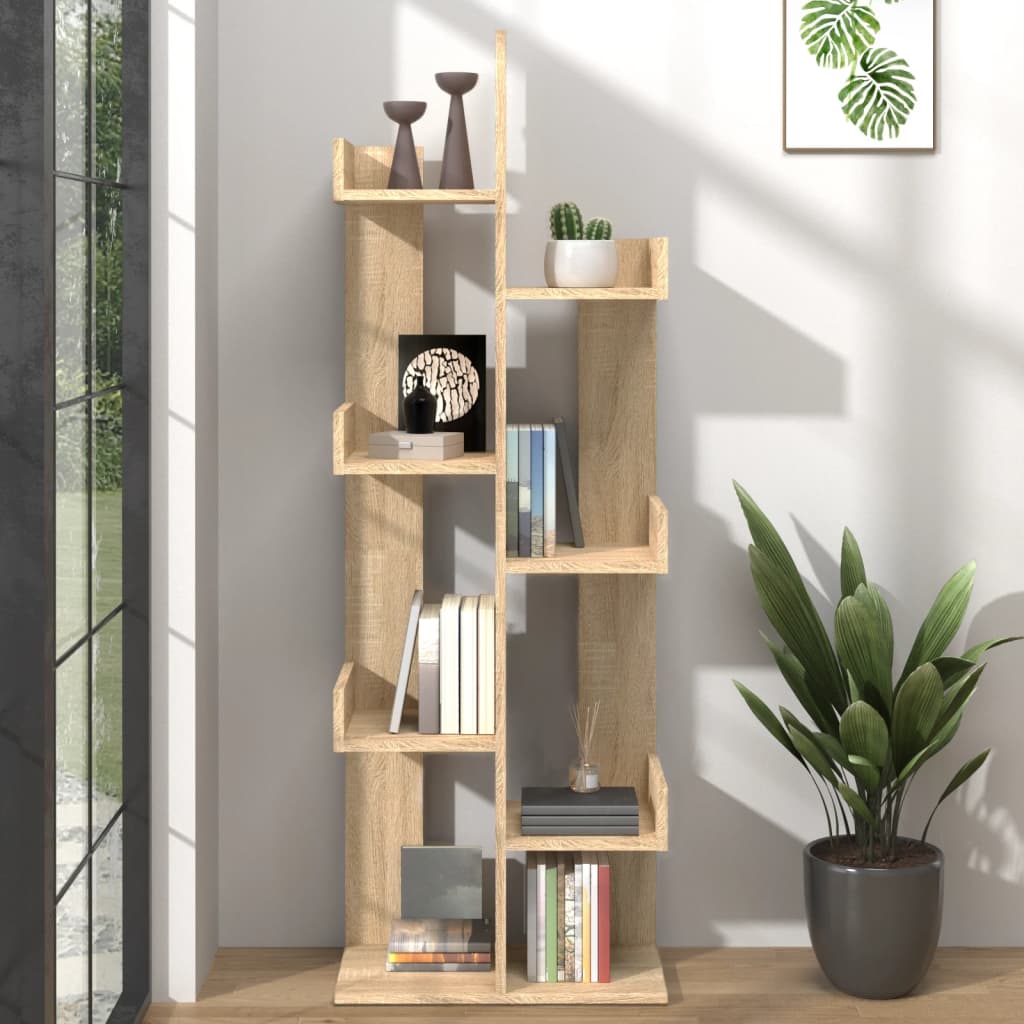 Boekenkast 48x25,5x140 cm bewerkt hout sonoma eikenkleurig is nu te koop bij PeponiXL, paradijselijk wonen!