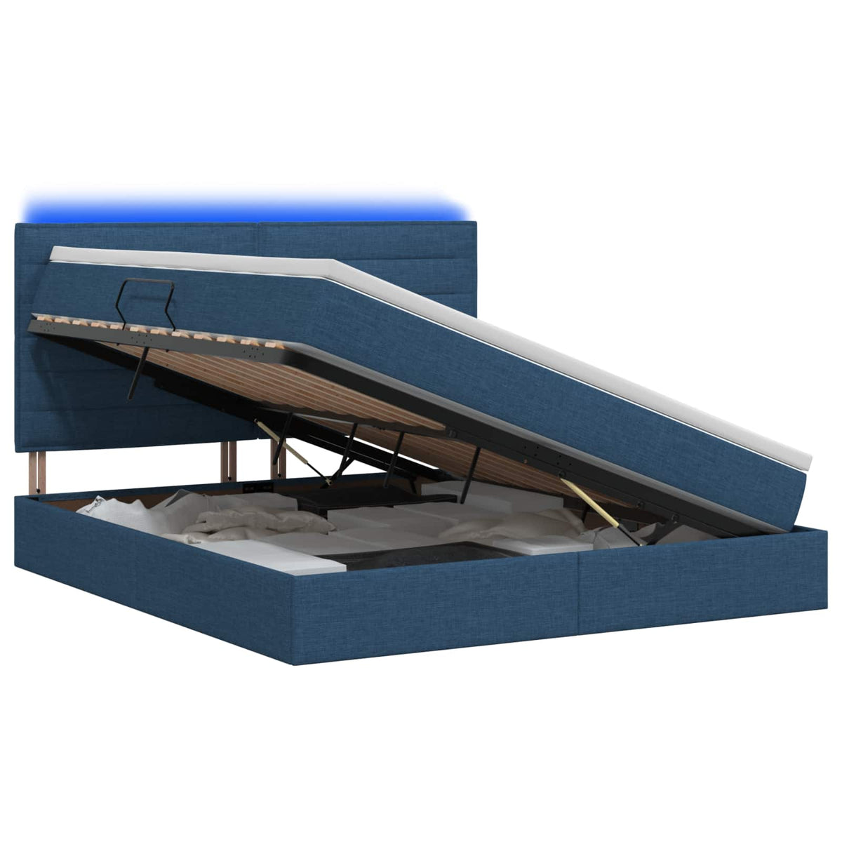 LED Opslagbed met Matras Blauw 180 x 200 cm Stof is nu te koop bij PeponiXL, paradijselijk wonen!