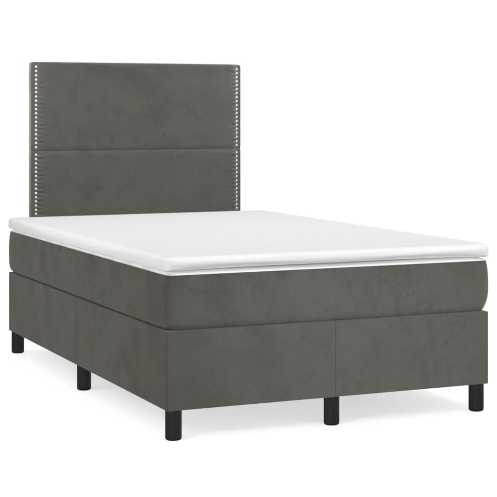 Boxspring met matras en LED fluweel donkergrijs 120x190 cm is nu te koop bij PeponiXL, paradijselijk wonen!