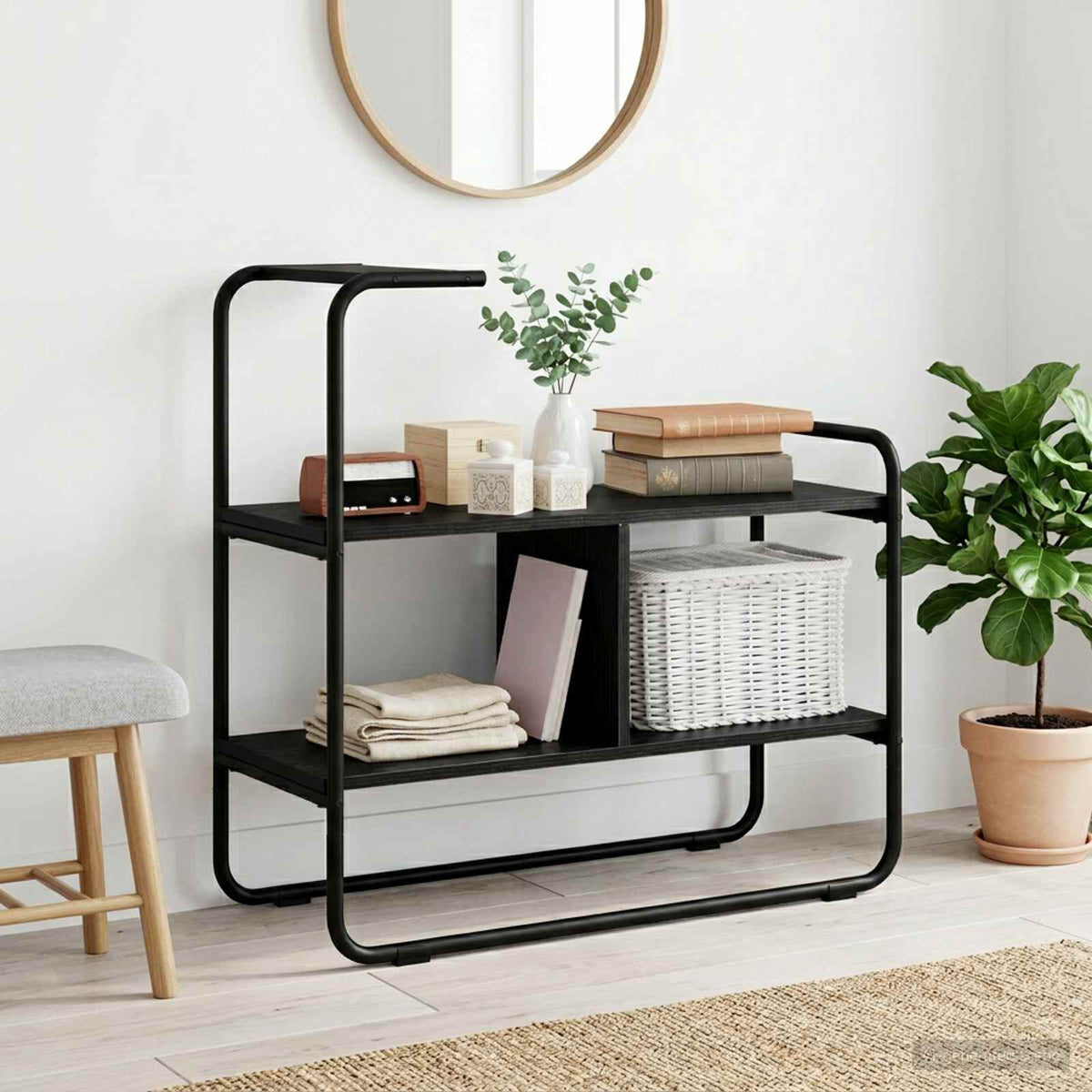 Consoletafel Zwart eiken 80 x 35 x 75 cm Bewerkt hout is nu te koop bij PeponiXL, paradijselijk wonen!
