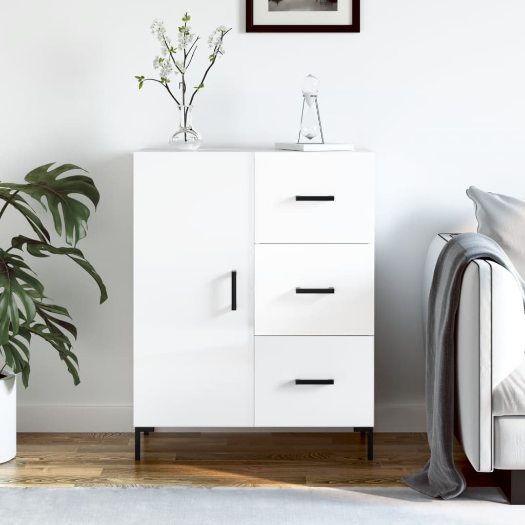 Dressoir 69,5x34x90 cm bewerkt hout hoogglans wit is nu te koop bij PeponiXL, paradijselijk wonen!