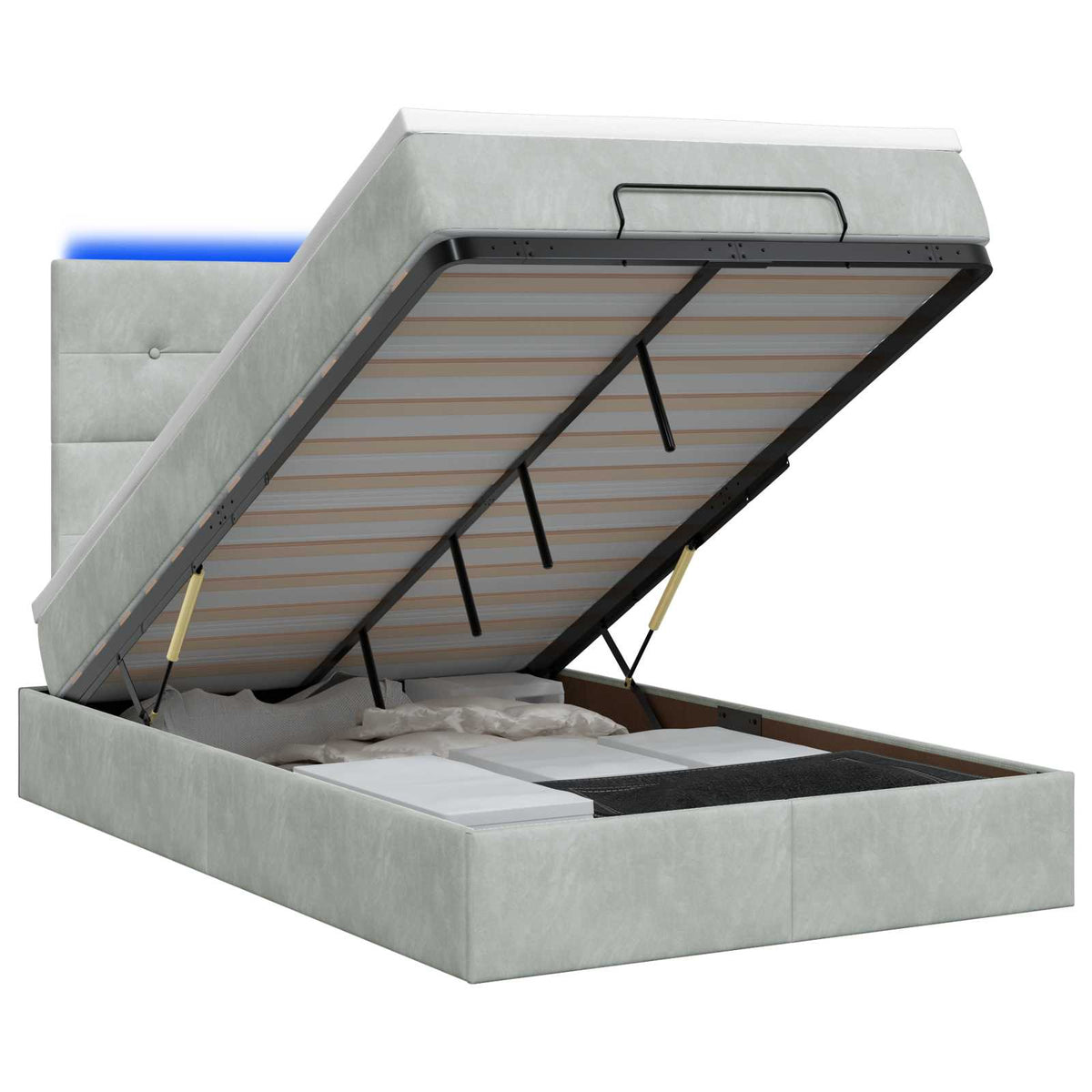 Ottoman Bed met Matrassen en LED Lichtgrijs 120 x 200 cm is nu te koop bij PeponiXL, paradijselijk wonen!