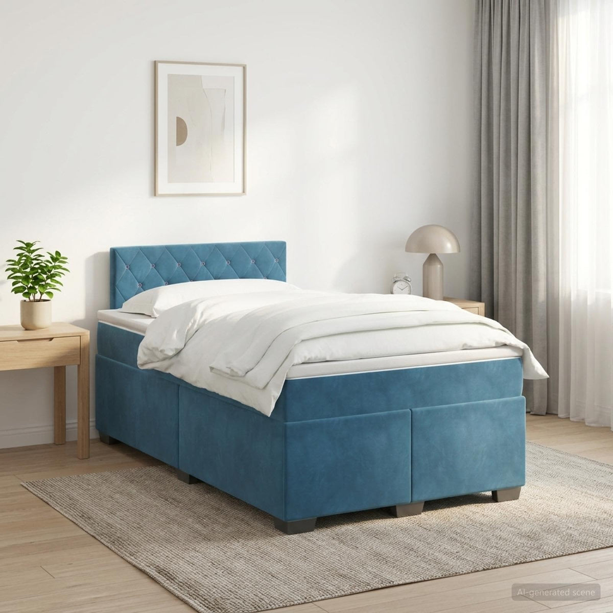 Boxspringbed met matras Blauw 120 x 190 cm Fluweel is nu te koop bij PeponiXL, paradijselijk wonen!