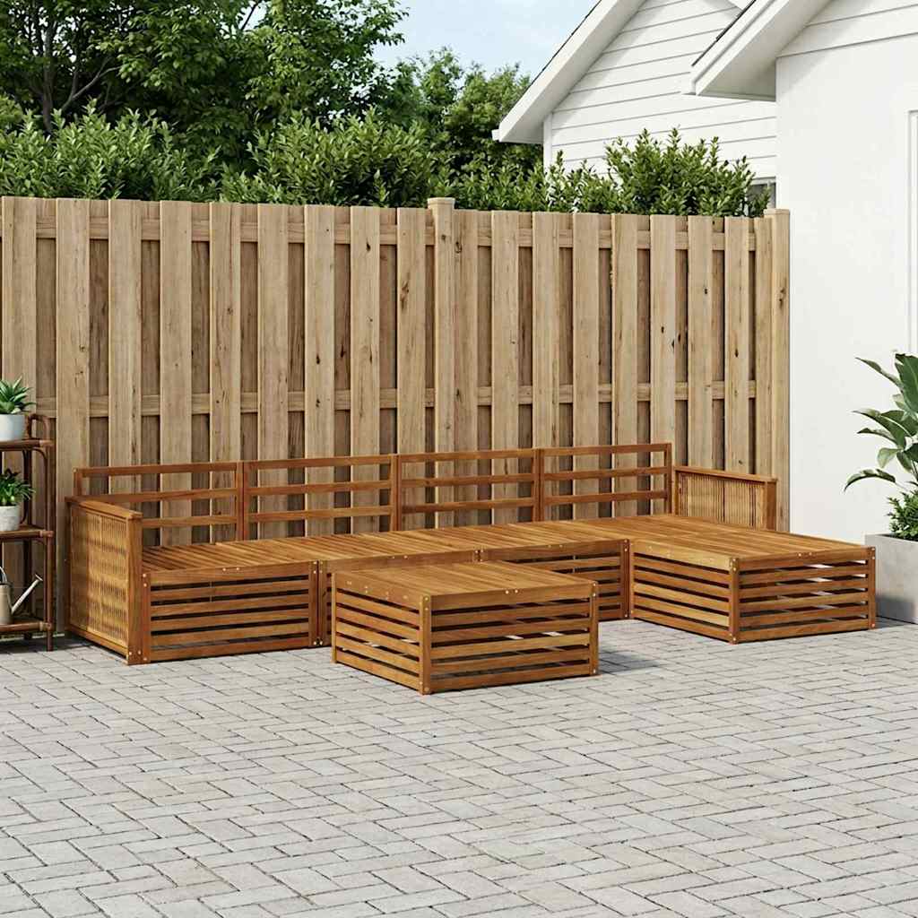 Buiten bankenset 6 pcs Naturel Massief Acaciahout is nu te koop bij PeponiXL, paradijselijk wonen!