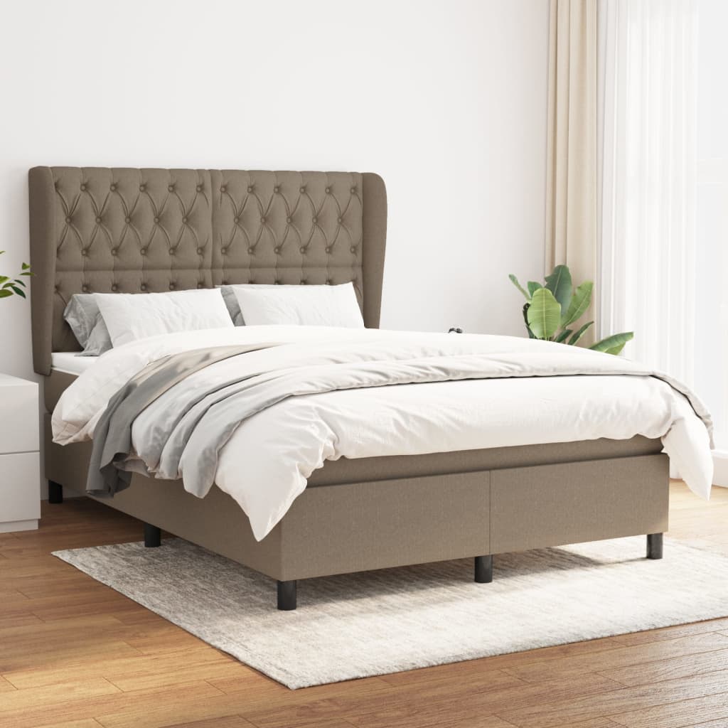 Boxspring met matras stof taupe 140x190 cm is nu te koop bij PeponiXL, paradijselijk wonen!