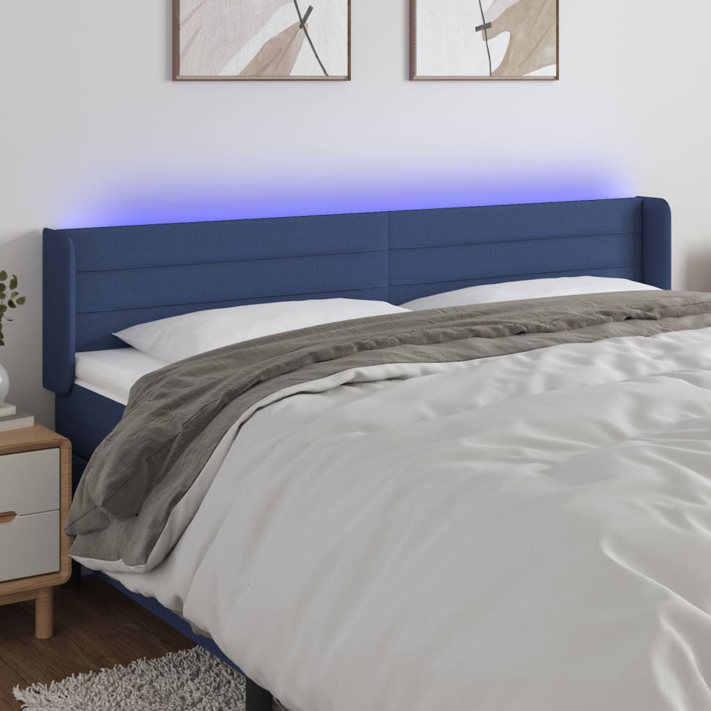 Hoofdbord LED 183x16x78/88 cm stof blauw is nu te koop bij PeponiXL, paradijselijk wonen!