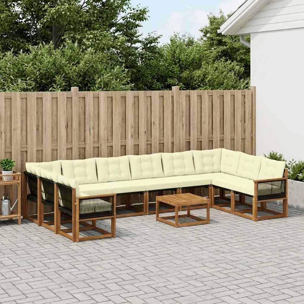 Buiten bankenset met kussen 11 pcs Natuurlijk en Crème is nu te koop bij PeponiXL, paradijselijk wonen!